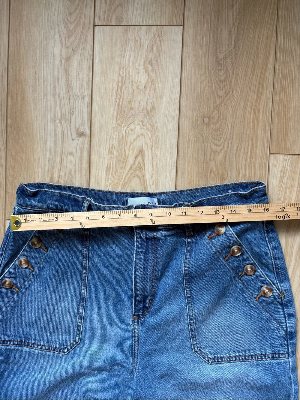 LOFT Sailor High-Rise Wide Leg Button-Pocket Blue Denim Jeans 31/12